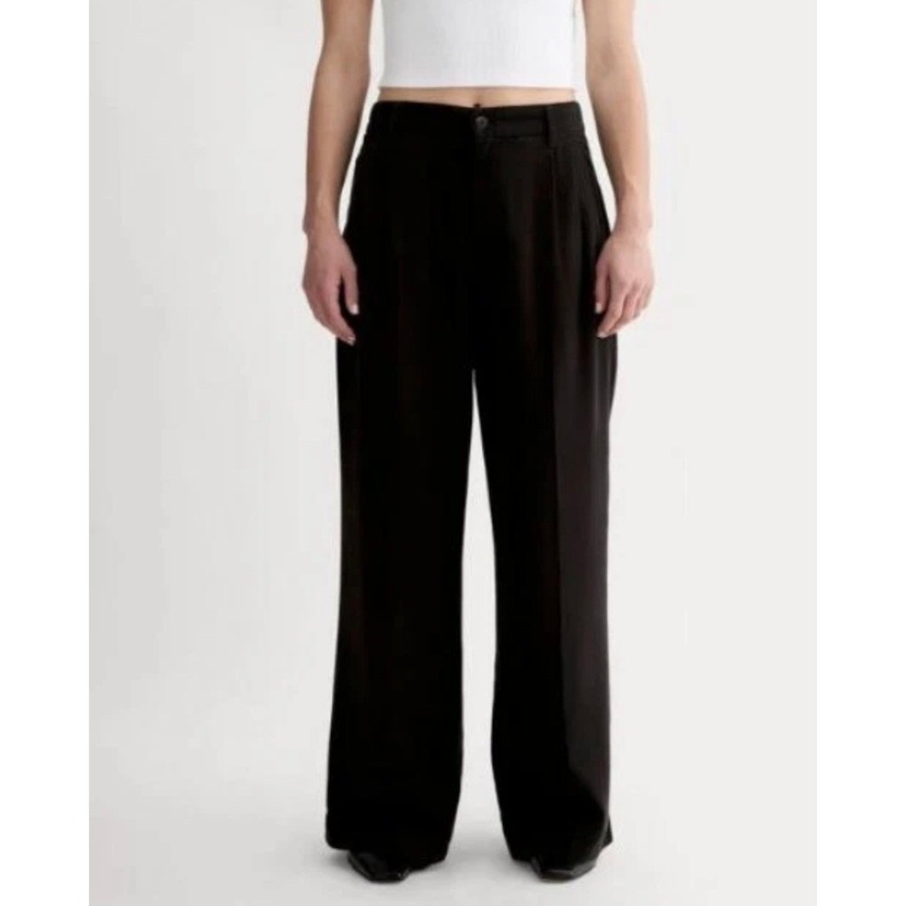 Everlane Womens Pleated Chino Twill Tencel Buttersoft Black Trouser Pants 6  New